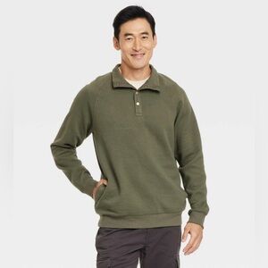 Goodfellow & Co Men's Teal Green Crewneck Buttons Sweater.